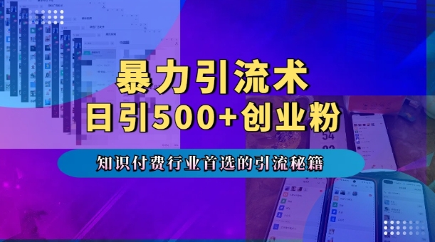 暴力引流术，专业知识付费行业首选的引流秘籍，一天暴流500+创业粉，五个手机流量接不完!-第一资源站