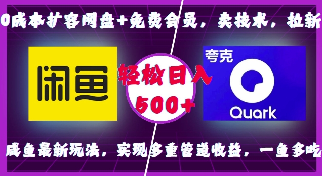 0成本扩容网盘+免费会员，卖技术，拉新，咸鱼最新玩法，实现多重管道收益，一鱼多吃，轻松日入500+-第一资源站
