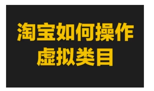 淘宝如何操作虚拟类目，淘宝虚拟类目玩法实操教程-第一资源站