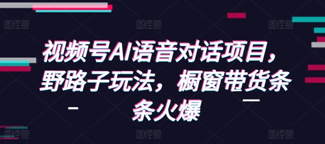 视频号AI语音对话项目，野路子玩法，橱窗带货条条火爆-第一资源站