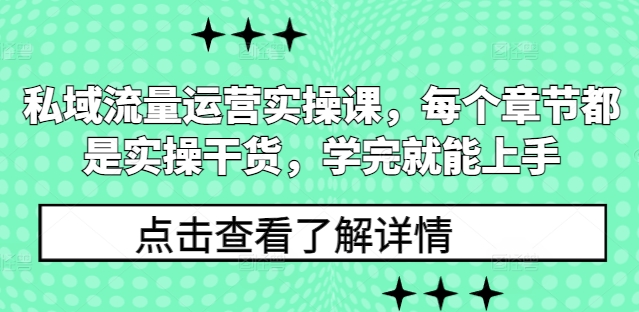 私域流量运营实操课，每个章节都是实操干货，学完就能上手-第一资源站
