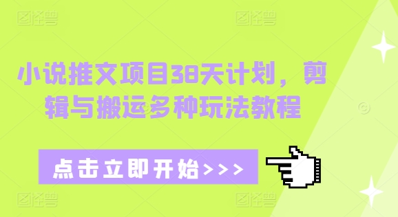 小说推文项目38天计划，剪辑与搬运多种玩法教程-第一资源站