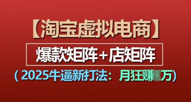 淘宝虚拟电商，2025牛逼新打法：爆款矩阵+店矩阵，月入过万-第一资源站