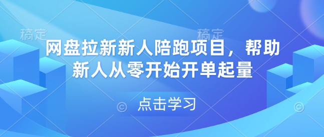 网盘拉新新人陪跑项目，帮助新人从零开始开单起量-第一资源站