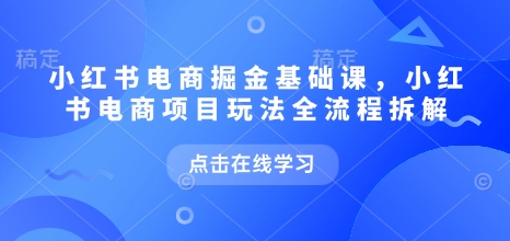 小红书电商掘金课，小红书电商项目玩法全流程拆解-第一资源站
