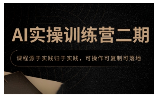 AI实操训练营二期，课程源于实践归于实践，可操作可复制可落地-第一资源站