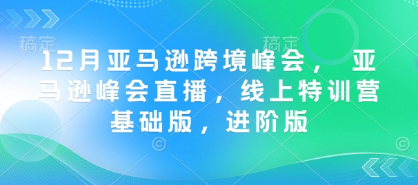 12月亚马逊跨境峰会， 亚马逊峰会直播，线上特训营基础版，进阶版-第一资源站