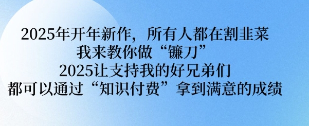 2025年开年新作，所有人都在割韭菜，我来教你做“镰刀” 2025让支持我的好兄弟们都可以通过“知识付费”拿到满意的成绩【揭秘】-第一资源站