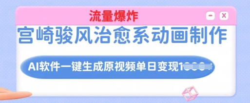 宫崎骏风治愈系动画制作，AI软件一键生成原创视频流量爆炸，单日变现多张，详细实操流程-第一资源站