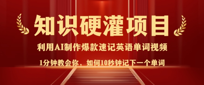 知识硬灌，10秒钟让你记住一个单词，3分钟一个视频，日入多张不是梦-第一资源站
