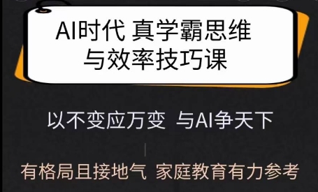 Ai时代真学霸思维与学习方法课，有格局且接地气，家庭教育有力参考-第一资源站