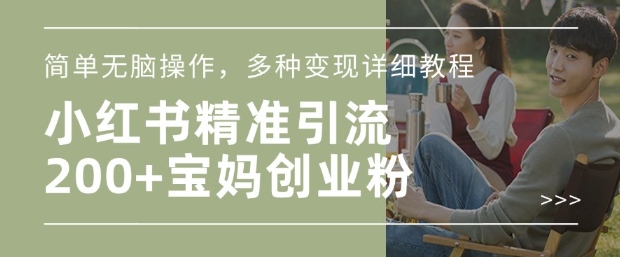 小红书混剪日引200+宝妈创业粉，简单无脑操作，多种变现详细教程-第一资源站