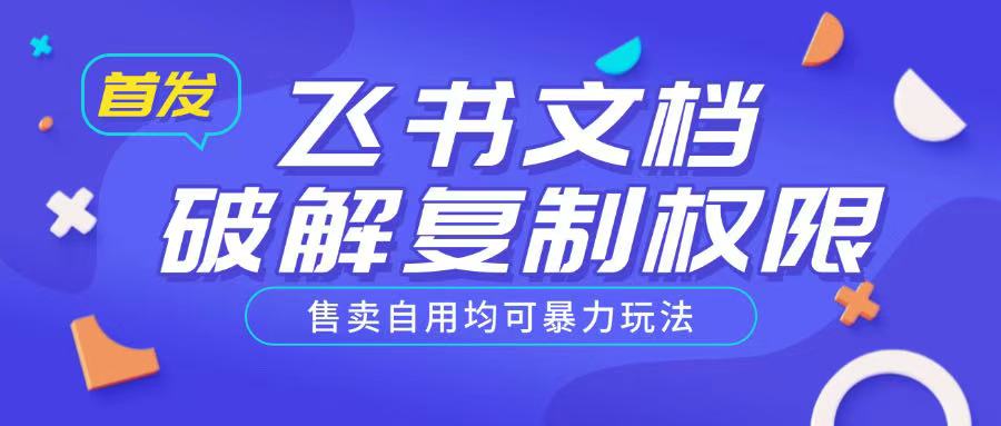 首发飞书文档破解复制权限，售卖自用均可暴力玩法-第一资源站