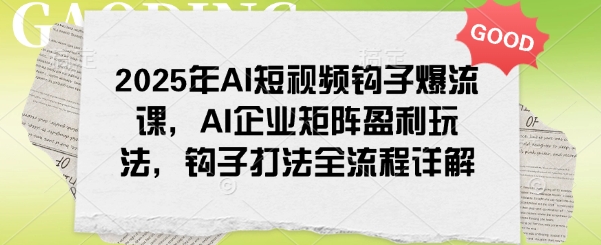 2025年AI短视频钩子爆流课，AI企业矩阵盈利玩法，钩子打法全流程详解-第一资源站