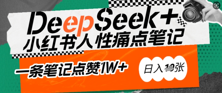 AI赋能小红书爆款秘籍：用DeepSeek轻松抓人性痛点，小白也能写出点赞破万的吸金笔记，日入多张-第一资源站
