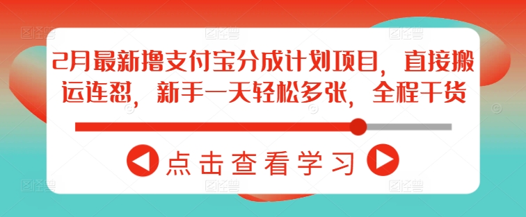2月最新撸支付宝分成计划项目，直接搬运连怼，新手一天轻松多张，全程干货-第一资源站