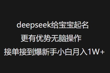 deepseek给宝宝起名更有优势无脑操作接单接到爆新手小白月入1W+-第一资源站