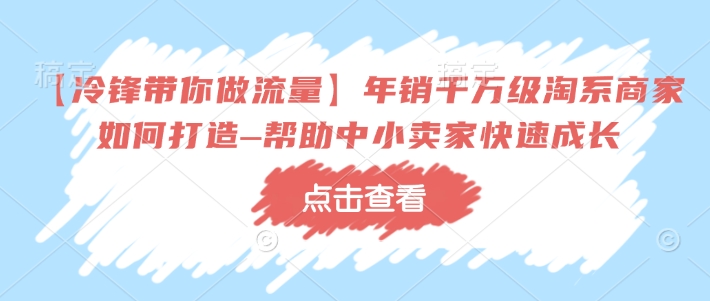 【冷锋带你做流量】年销千万级淘系商家如何打造–帮助中小卖家快速成长-第一资源站