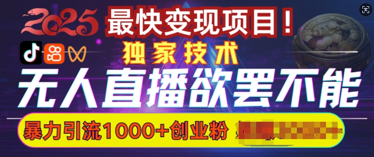 欲罢不能的无人直播引流，超暴力日引流1000+高质量精准创业粉-第一资源站