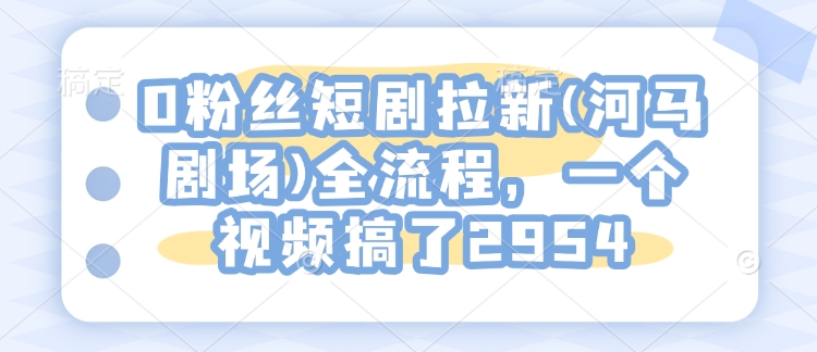 0粉丝短剧拉新(河马剧场)全流程，一个视频搞了2954-第一资源站