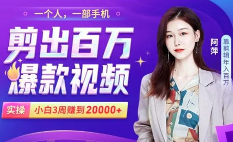 小白易上手的手机剪辑赚钱课，抓住短视频风口月赚2万+-第一资源站