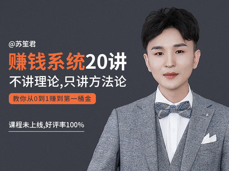 苏笙君的赚钱系统20课 教你从0到1赚到你的第一桶金（不讲理论，只讲方法论）-第一资源站