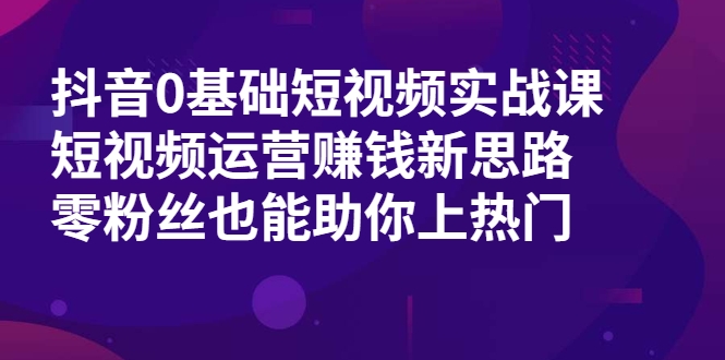 抖音0基础短视频实战课，短视频运营赚钱新思路，零粉丝也能助你上热门-第一资源站