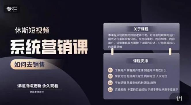 休斯短视频系统运营大课，你掌握核心的运营思维 价值7800元-第一资源站