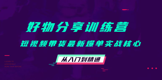 好物分享训练营：短视频带货最新爆单实战核心，从入门到精通-第一资源站