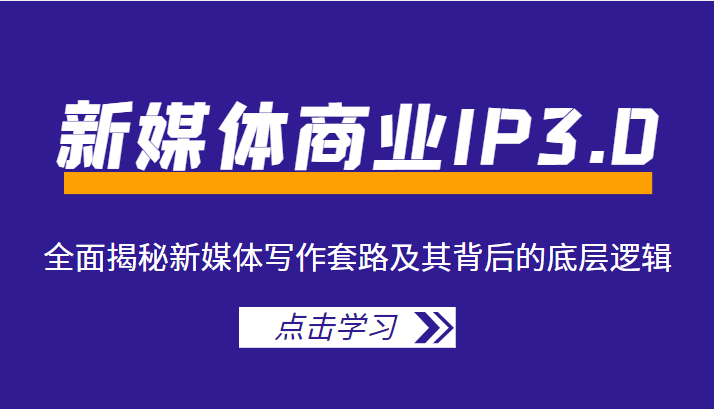 新媒体商业IP3.0，全面揭秘新媒体写作套路及其背后的底层逻辑（价值1299元）-第一资源站