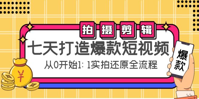 七天打造爆款短视频：拍摄+剪辑实操，从0开始1:1实拍还原实操全流程-第一资源站