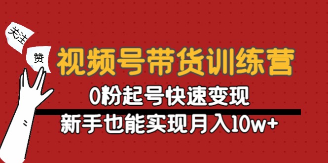 视频号带货训练营：0粉起号快速变现，新手也能实现月入10w+-第一资源站