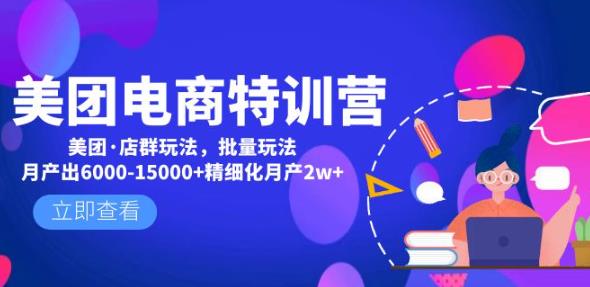 美团电商特训营：美团·店群玩法，无脑铺货月产出6000-15000+精细化月产2w+-第一资源站