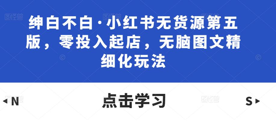 绅白不白·小红书无货源第五版，零投入起店，无脑图文精细化玩法-第一资源站