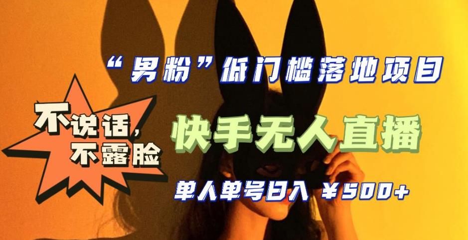【全新升级】零基础单人单号单晚500+，不说话，不露脸，4月最新超皮实快手无人直播-第一资源站
