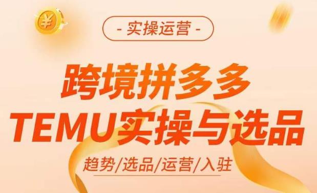 跨境拼多多TEMU实操与选品，​掌握平台运营方法技巧，选品避坑12条标准，爆款的底层思路等-第一资源站