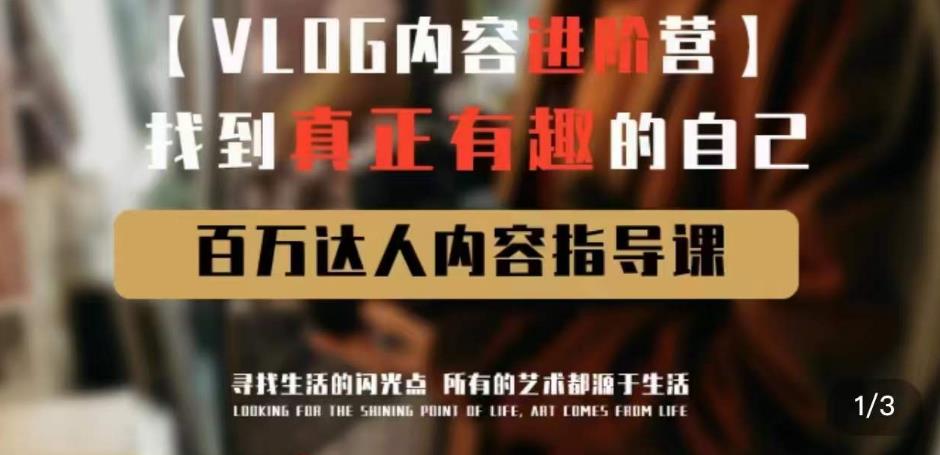 vlog内容进阶营，找到真正有趣的自己，百万达人内容指导课-第一资源站