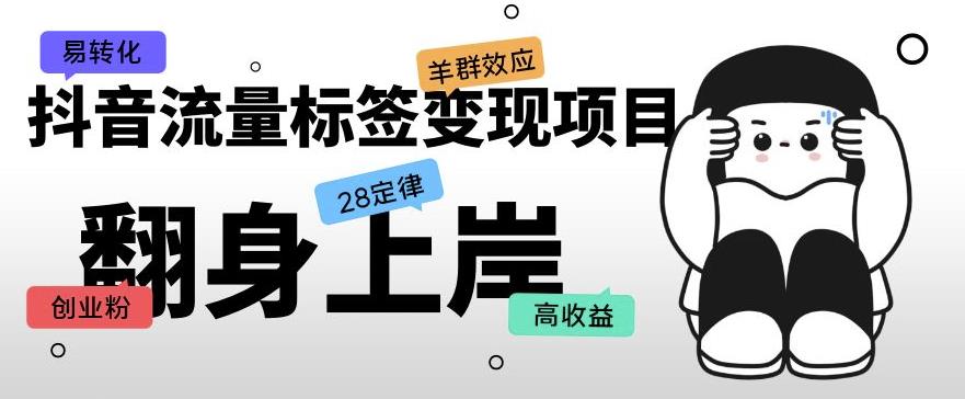 抖音流量标签变现项目，抖音创业粉轻松转化，单价高收益简单-第一资源站