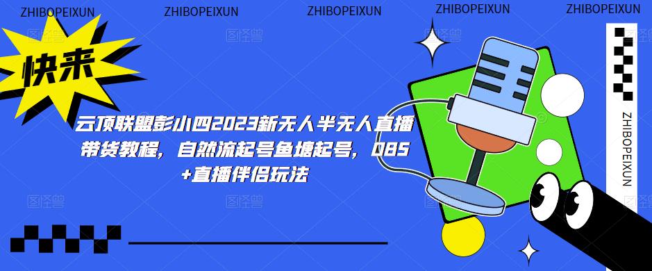 云顶联盟彭小四2023新无人半无人直播带货教程，自然流起号鱼塘起号，OBS+直播伴侣玩法-第一资源站