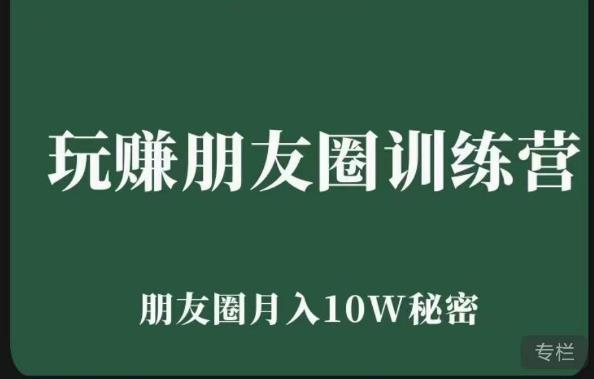 玩赚朋友圈系统课，朋友圈月入10W的秘密，​7天系统图文课程-第一资源站