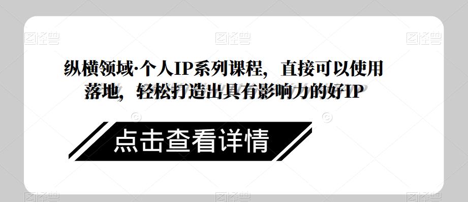 纵横领域·个人IP系列课程，直接可以使用落地，轻松打造出具有影响力的好IP-第一资源站