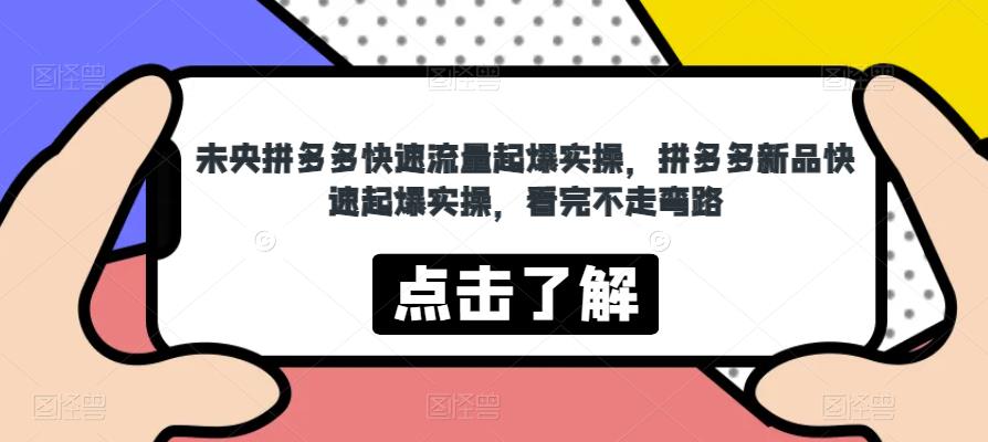未央拼多多快速流量起爆实操，拼多多新品快速起爆实操，看完不走弯路-第一资源站