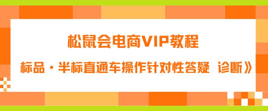 松鼠会电商VIP教程：松鼠《付费推广标品·半标直通车操作针对性答疑&诊断》-第一资源站