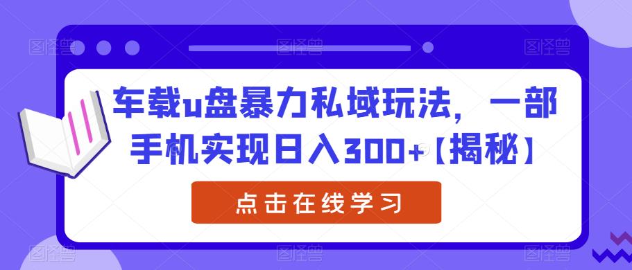 车载u盘暴力私域玩法，一部手机实现日入300+【揭秘】-第一资源站