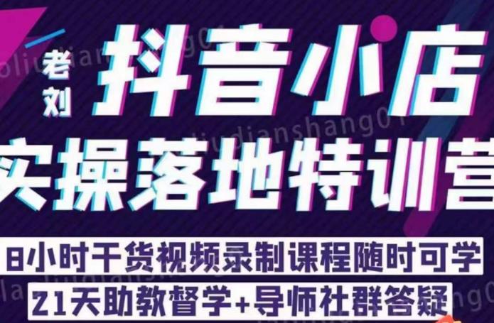 老刘·抖店商品卡流量，​抖音小店实操落地特训营，8小时干货视频录制课程随时可学-第一资源站