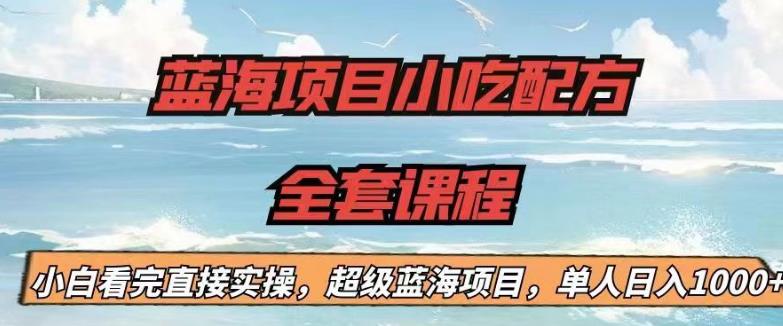 蓝海项目小吃配方全套课程，小白看完直接实操，单人日入1000+【揭秘】-第一资源站