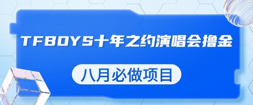 最新蓝海项目，靠最近非常火的TFBOYS十年之约演唱会流量掘金，八月必做的项目【揭秘】-第一资源站