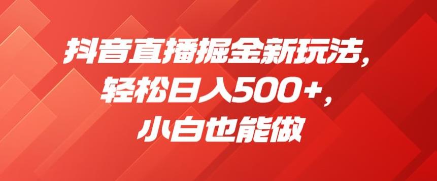抖音直播掘金新玩法，轻松日入500+，小白也能做【揭秘】-第一资源站