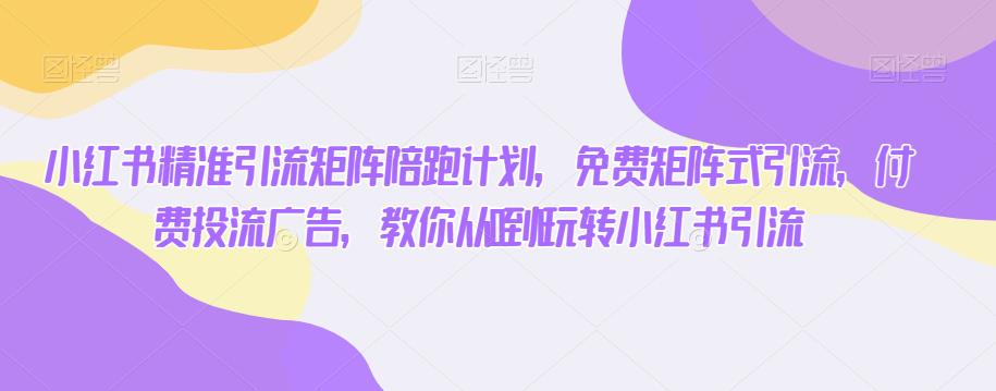 小红书精准引流矩阵陪跑计划，免费矩阵式引流，付费投流广告，教你从0到1玩转小红书引流-第一资源站
