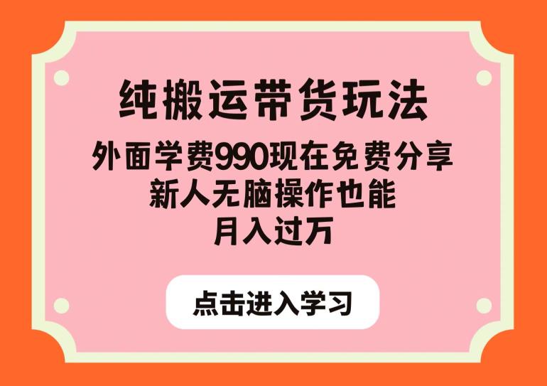 纯搬运带货玩法，外面学费990现在免费分享，新人无脑操作也能月入过万【揭秘】-第一资源站